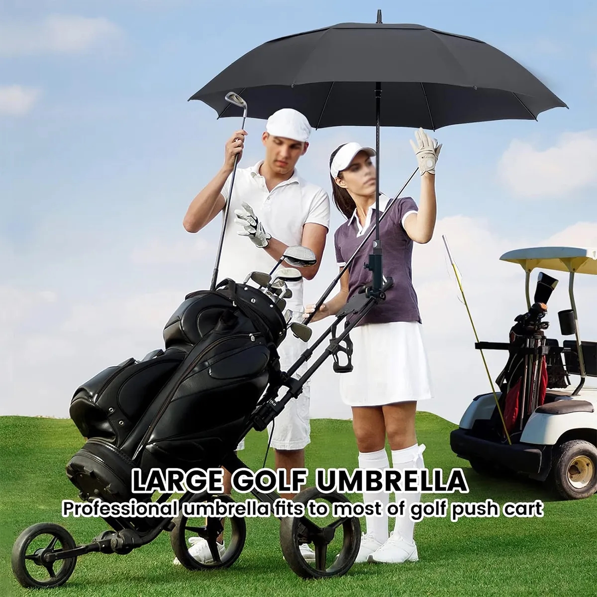 Custom 54 In Automatic Open Double Canopy Golf Umbrellas 6
