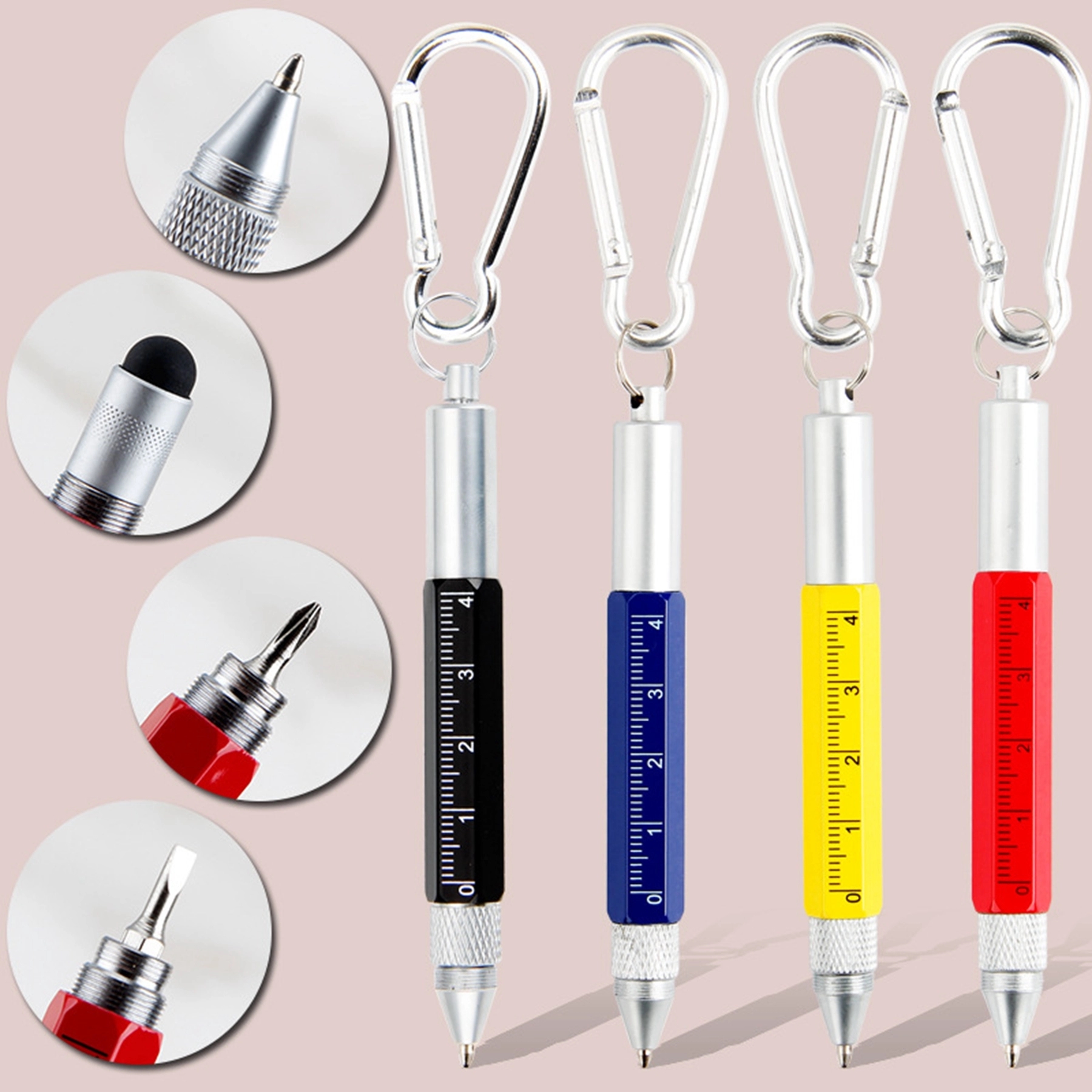 Screwdriver Ruler Stylus Pen With Carabiner 2