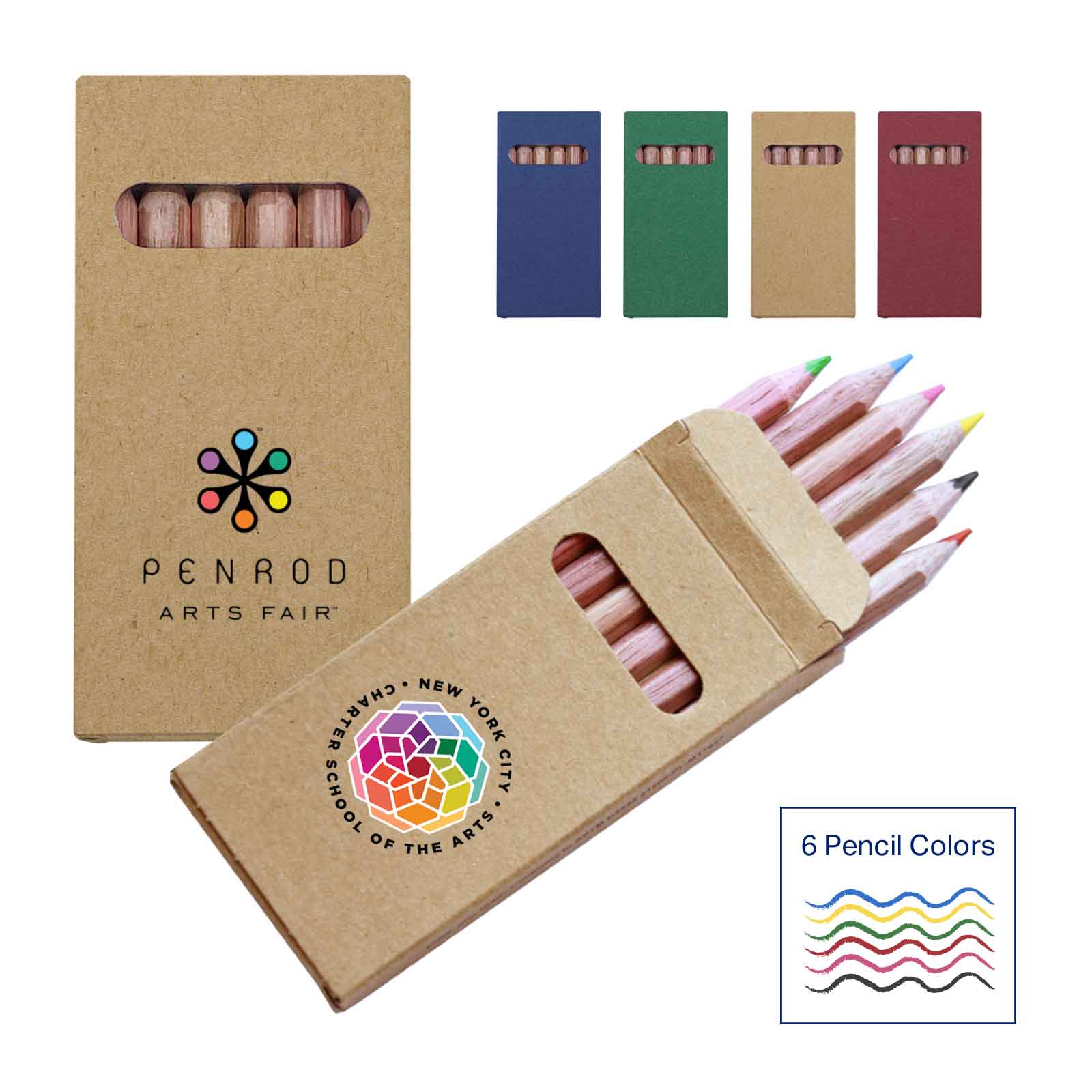 Full Color Six-Color Mini Wooden Pencil Set in Box
