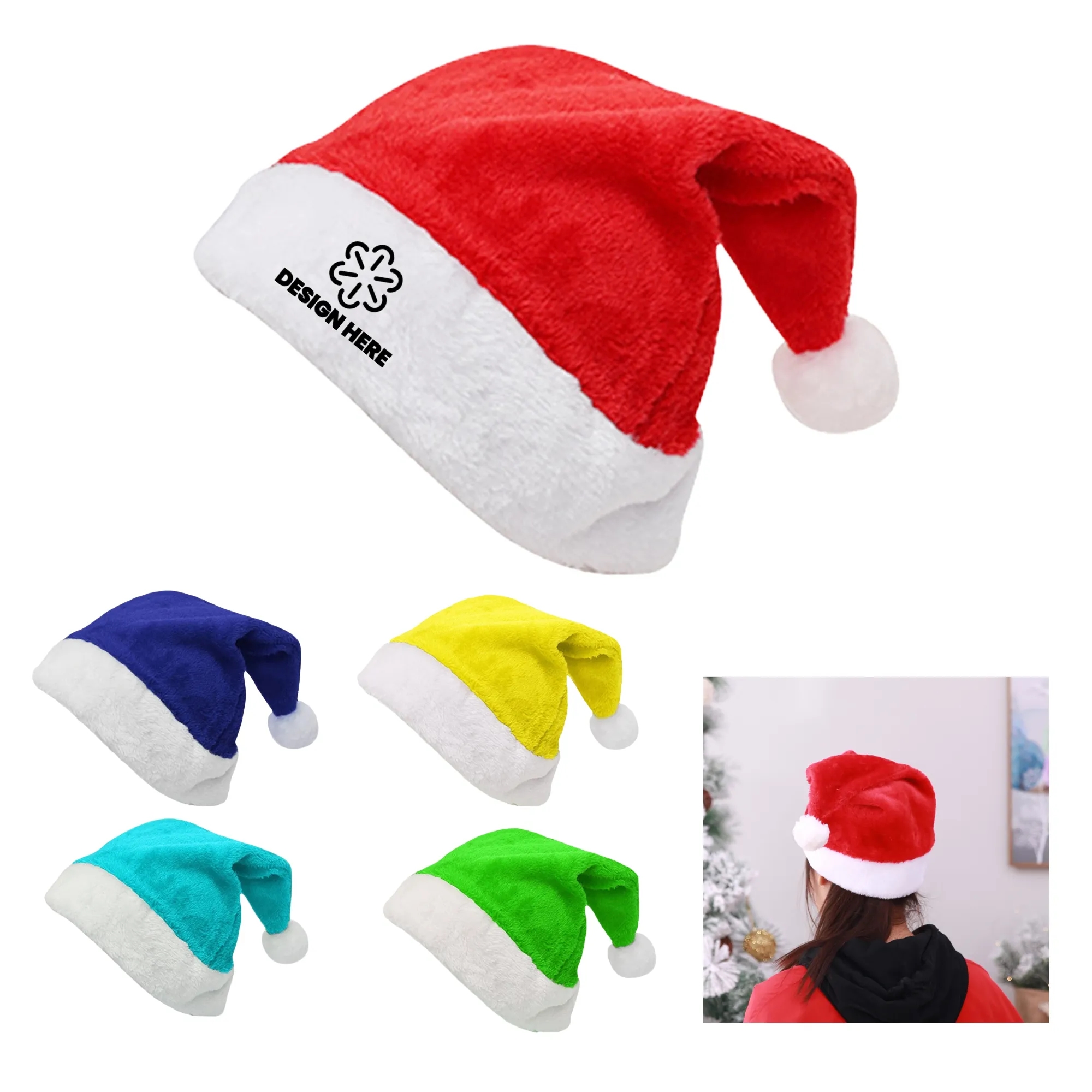 Christmas Santa Hat Colorful Adult Embroidered 5