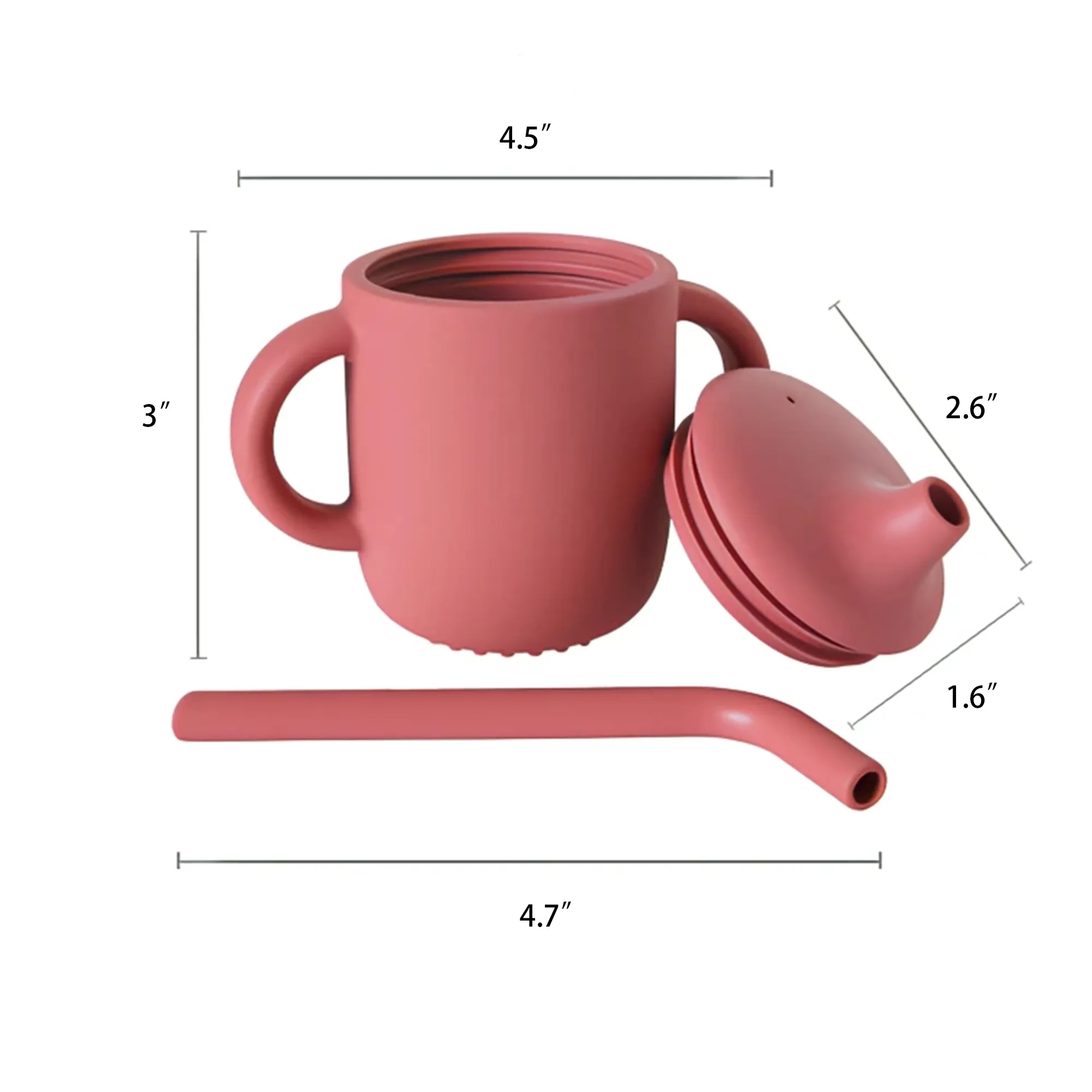 MOQ 20pcs Baby Silicone Drinking Cup With Straw 2