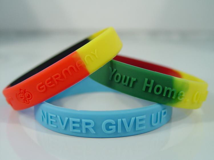 Embossed Silicone Wristband Keychain 1