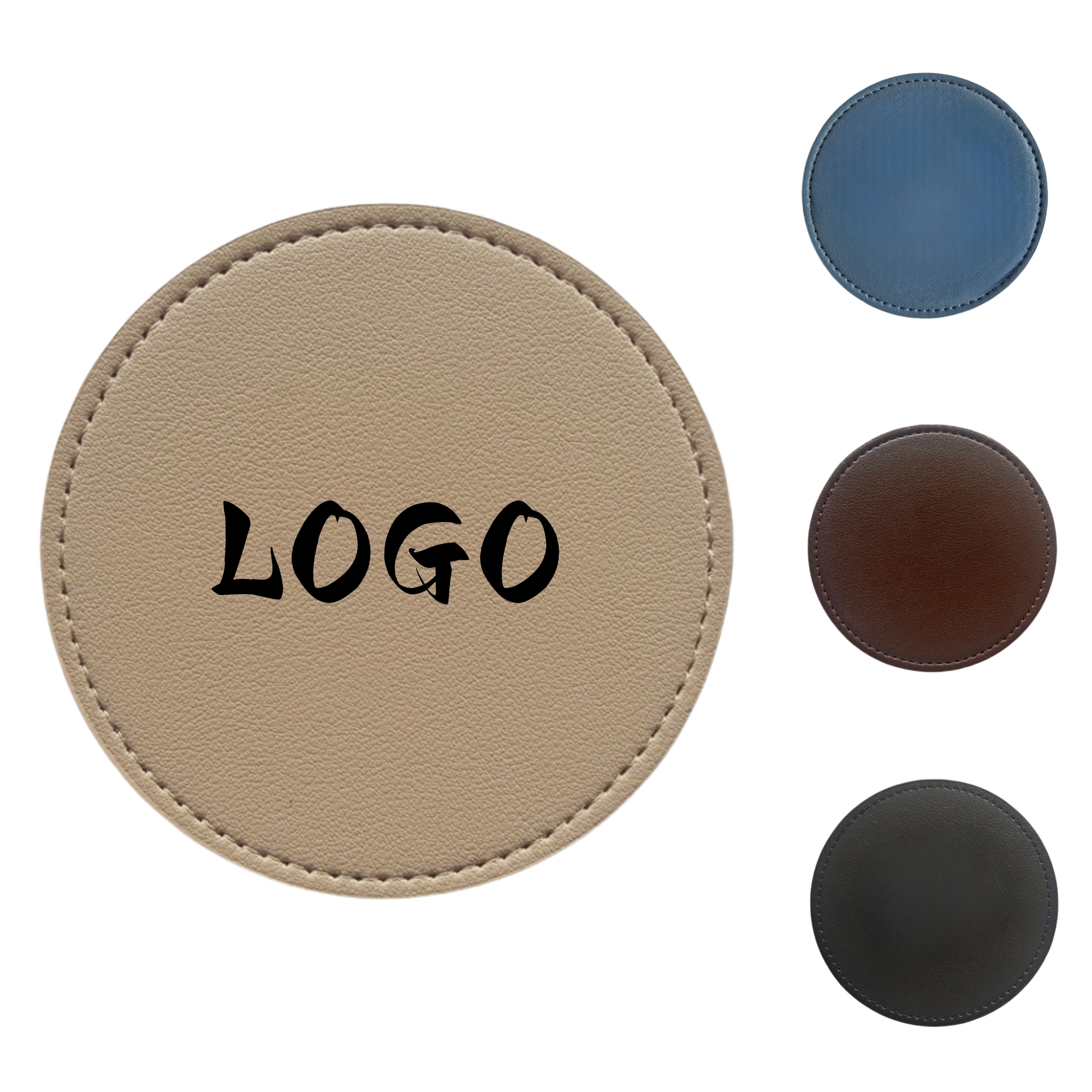 Round Leather Drink Coasters Protection for Home Decor 4