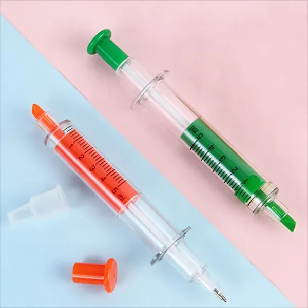 Syringe Ball Pens With Highlighter 5