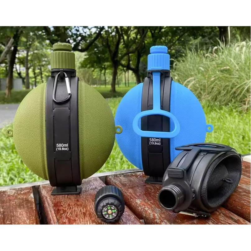 19oz Outdoor Foldable Silicone Water Bottle with Compass 2