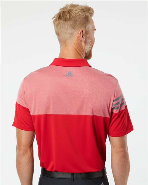 Men's Heathered 3-Stripes Colorblocked Polo - A213 35