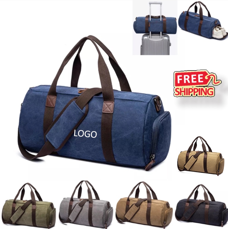 Durable Cotton Canvas Tote Bag with Shoe Pocket for Travel Gym Beach Bulk Orders 2