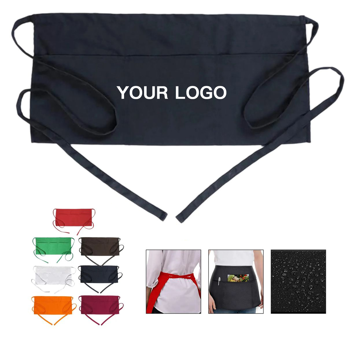 Three Pocket Half Apron for Food Service Staff 9