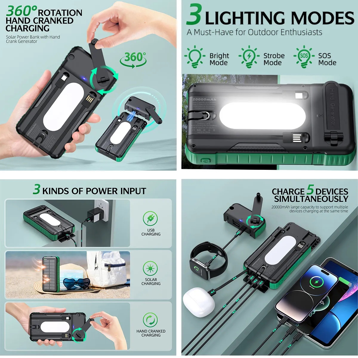 Hand Crank Solar Power Bank 2