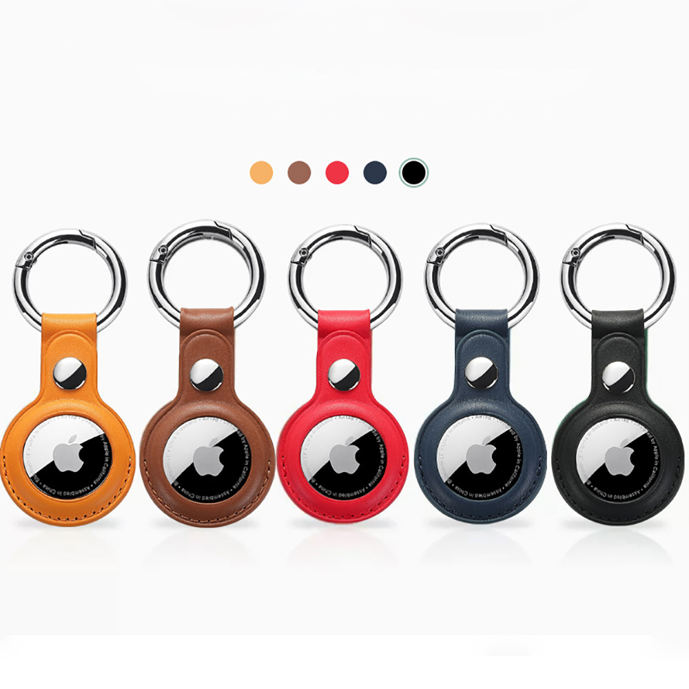 Economical PU Leather AirTag Holder with Key Ring 11