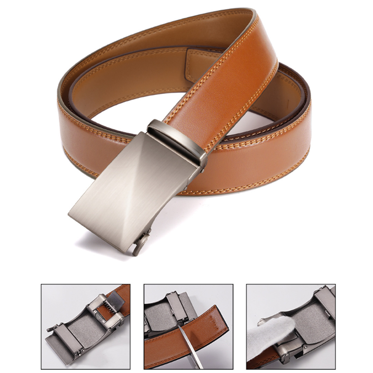Leather Automatic Buckle Dress Belt 4