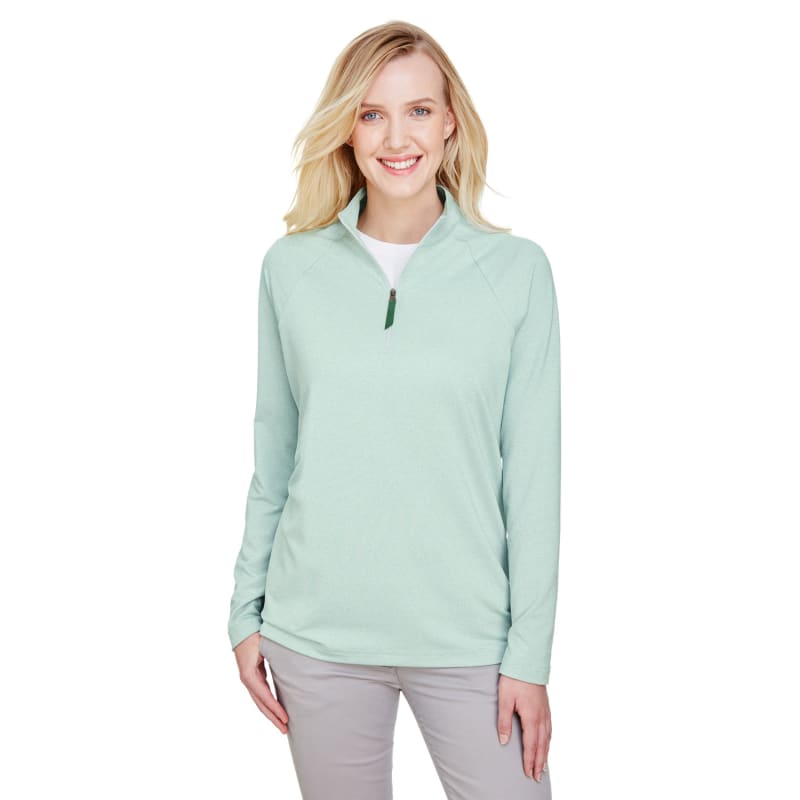 Devon & Jones CrownLux Performance™ Ladies' Clubhouse Micro-Stripe Quarter-Zip 1