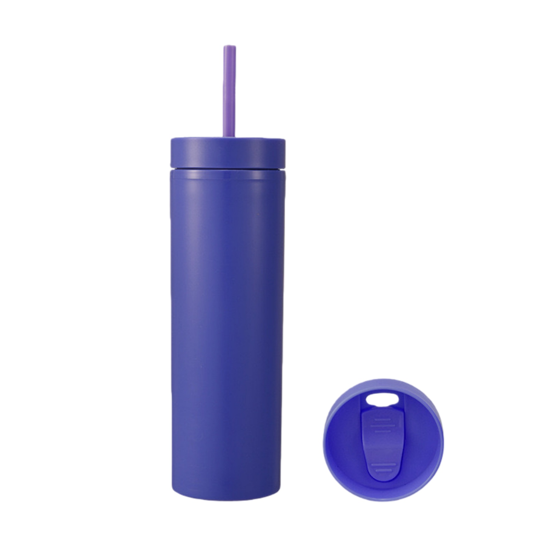 Double-layered Plastic Straight Cup With Straw 7