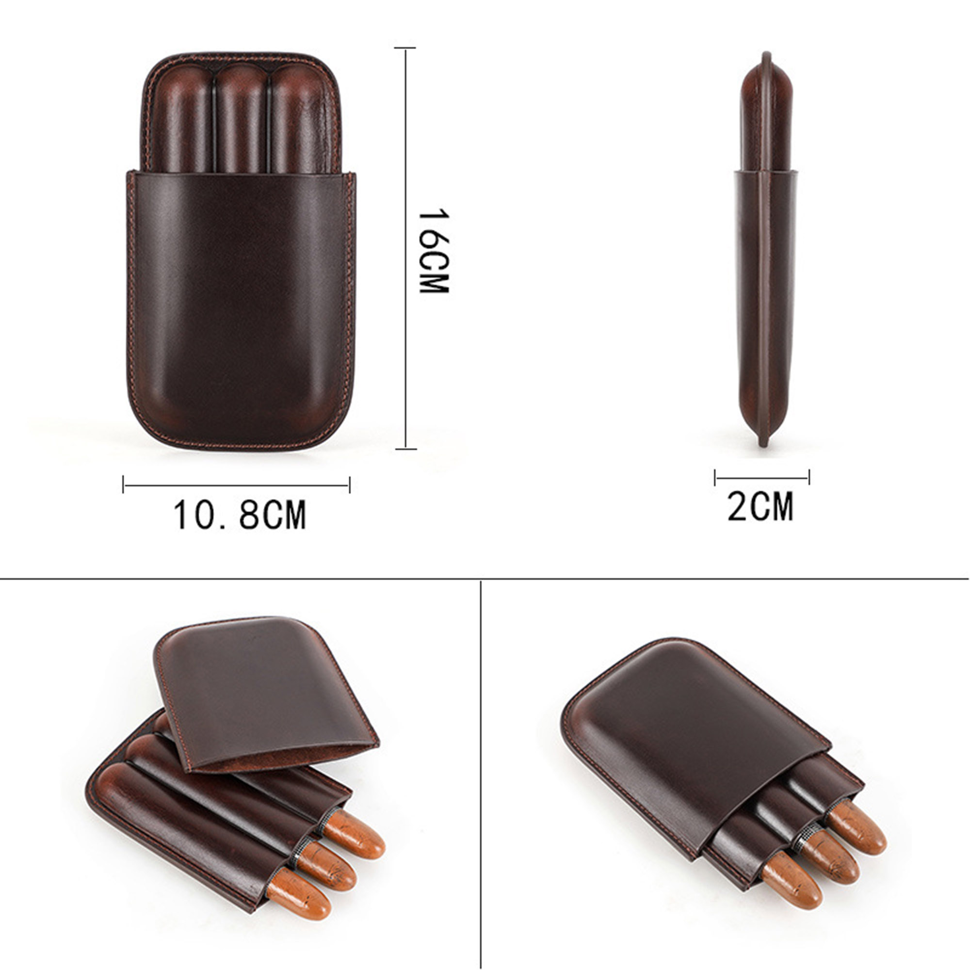 Portable Genuine Leather Cigar Case 3