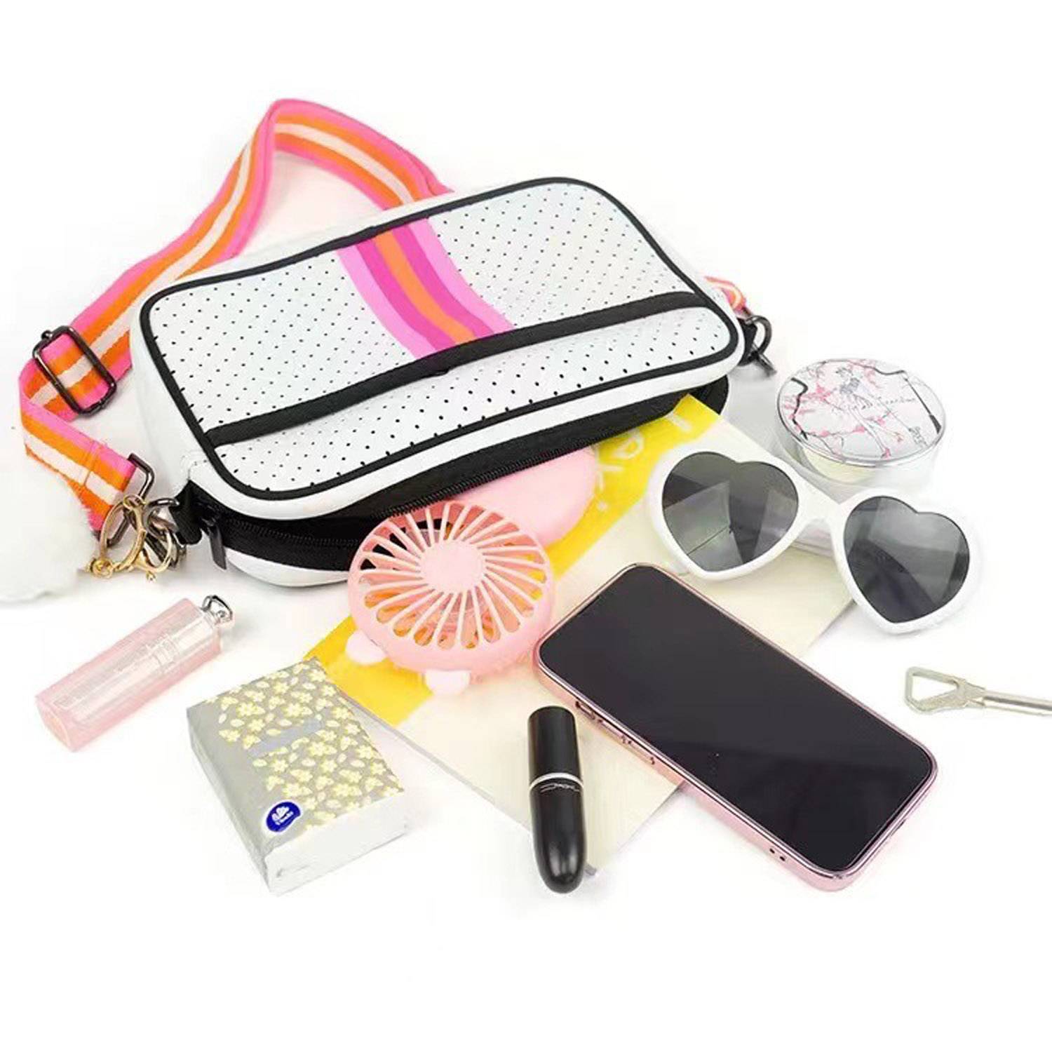 Zippered Neoprene Crossbody Bag w/ Adjustable Strap 7