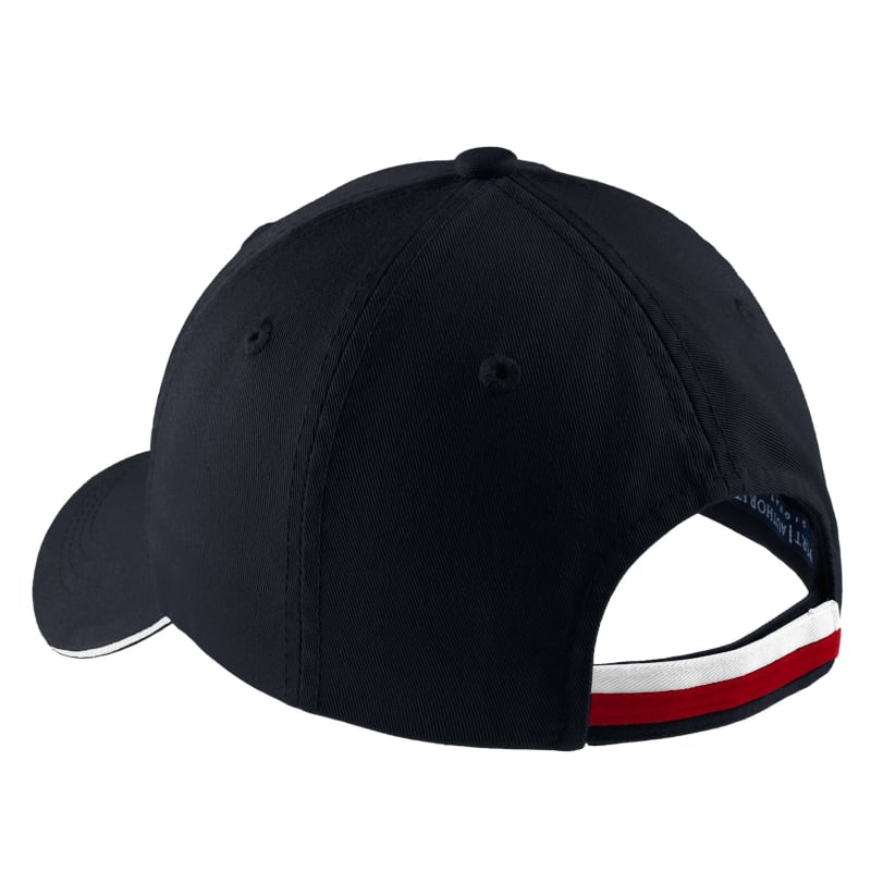 Port Authority Sandwich Bill Cap With Striped Closure. 6
