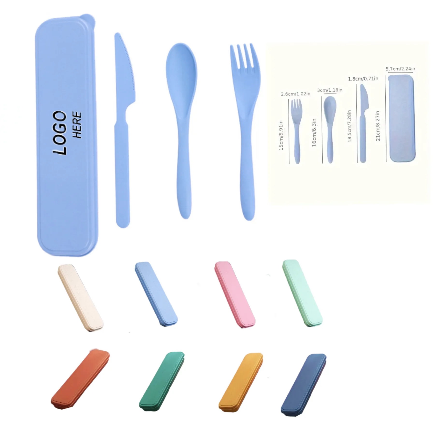 Reusable Travel Utensils Wheat Straw Set Eco-Friendly 3