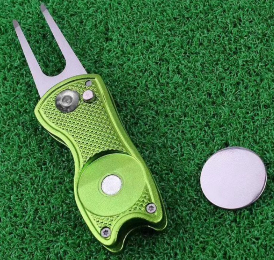 Aluminum Handle Stainless Steel Fork Folding Golf Green Fork 2