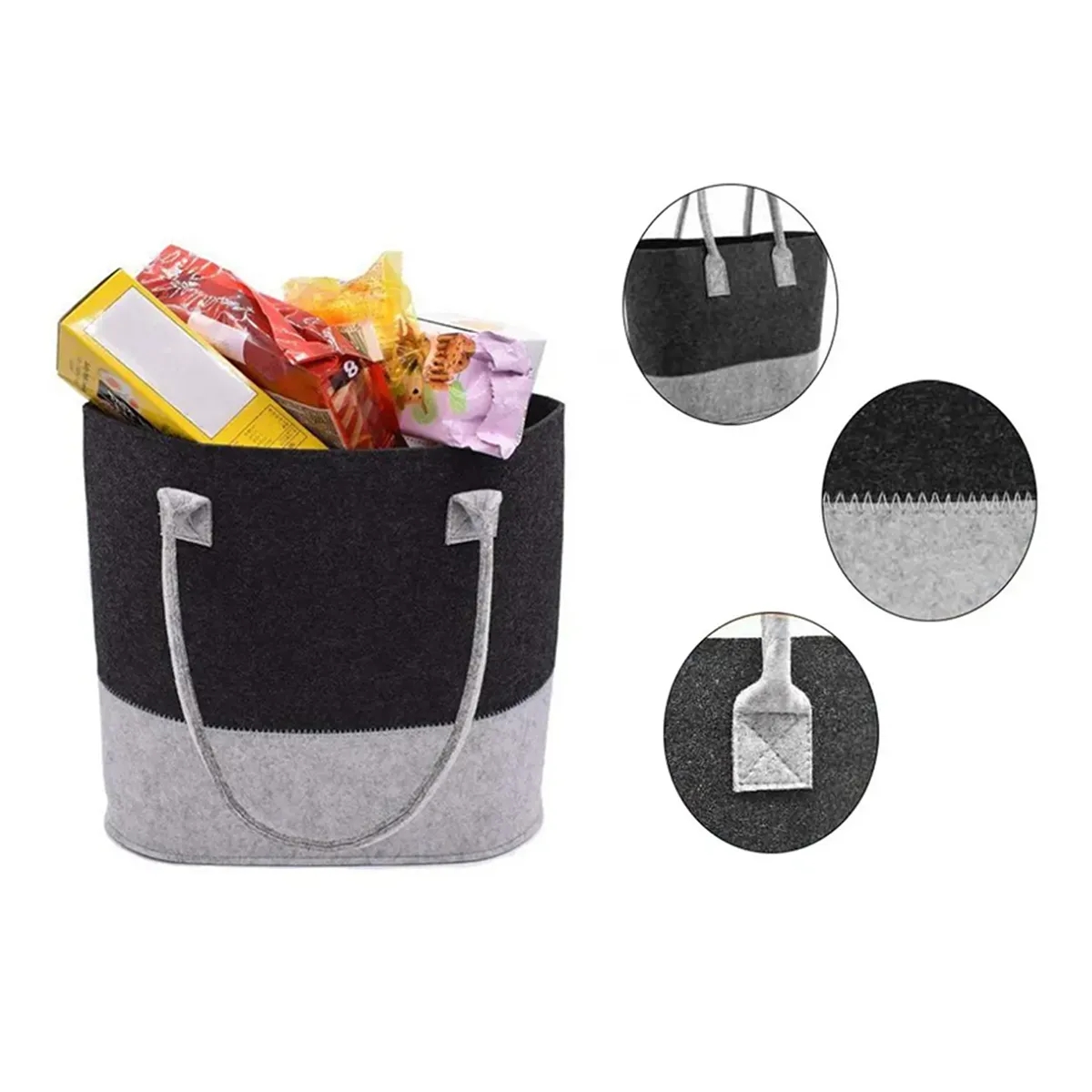 Custom Reusable Market Shopping Handbags Felt Cloth Bags 4