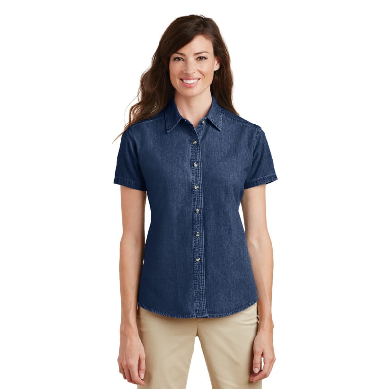 Port & Company Women's Short Sleeve Value Denim Shirt. 2