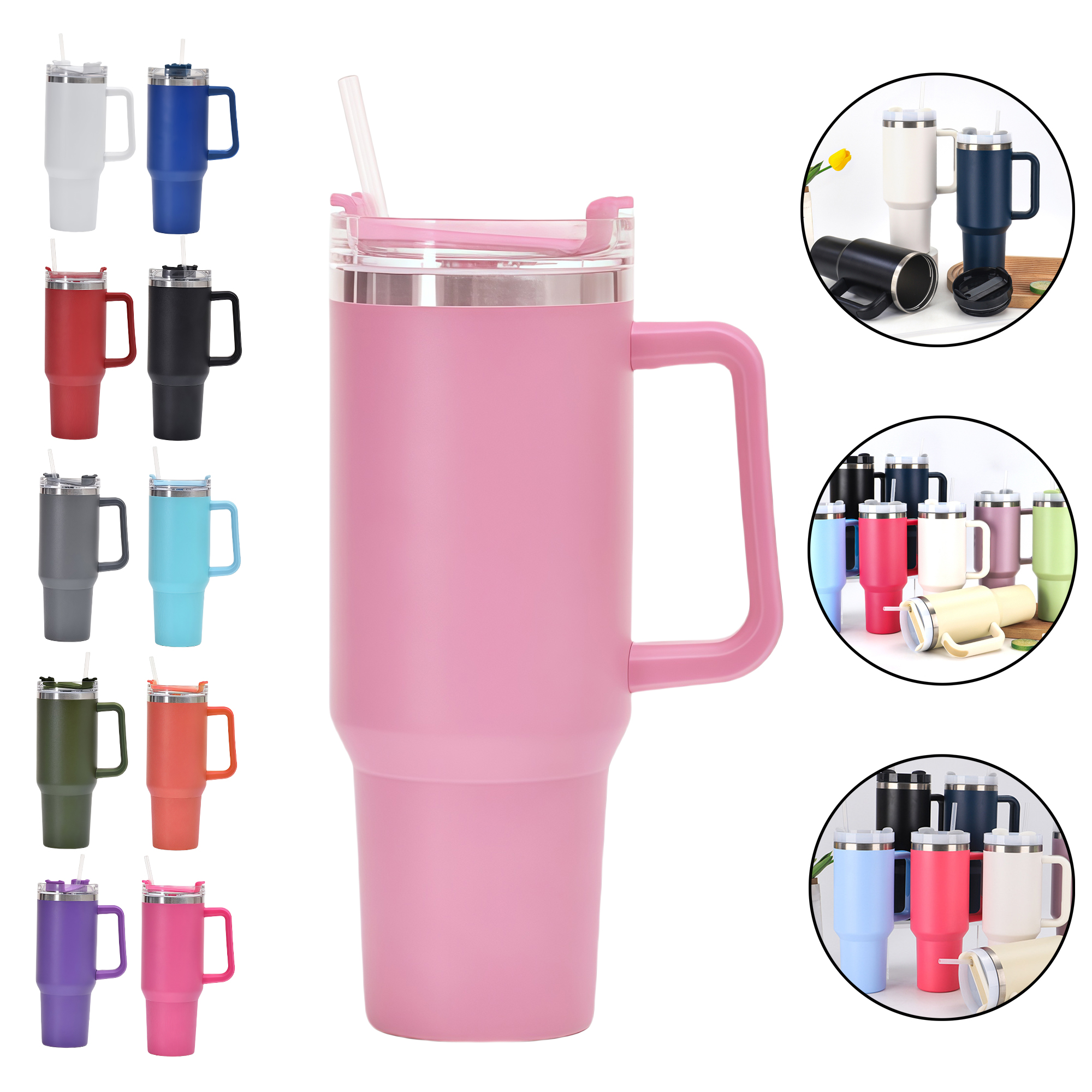 40oz Stainless Steel Vacuum Insulated Car Cup with Straw 11