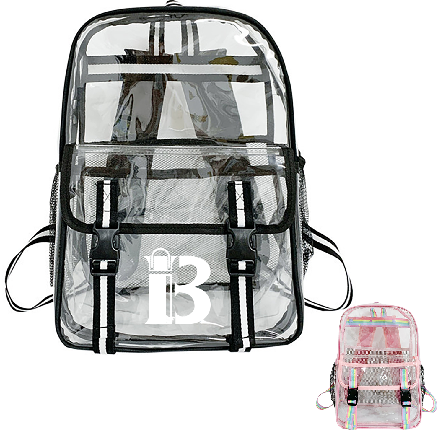 Large Capacity Clear PVC Backpack w/ USB Port 2