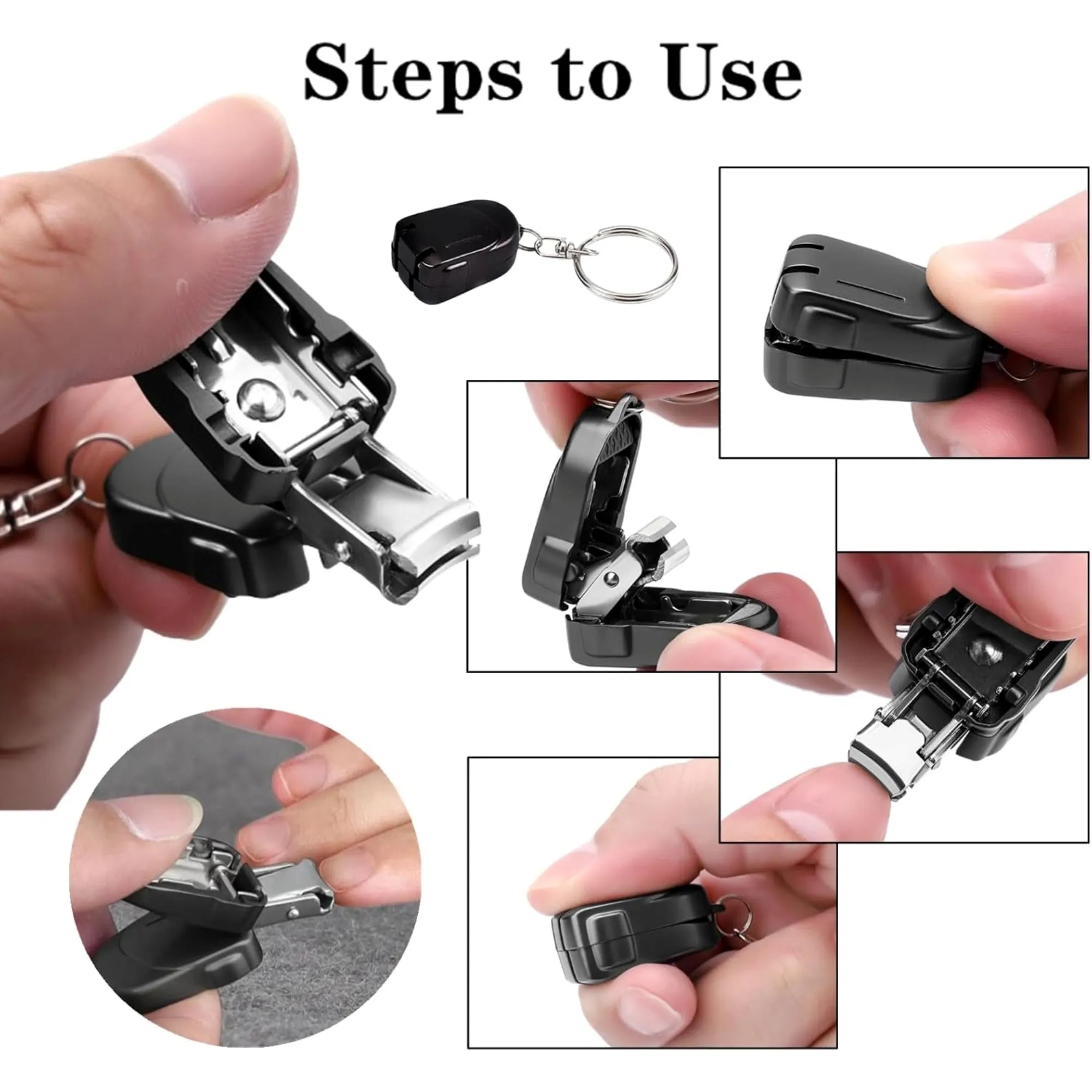 Stainless Steel Portable Foldable Mini Nail Clip Keychain 5