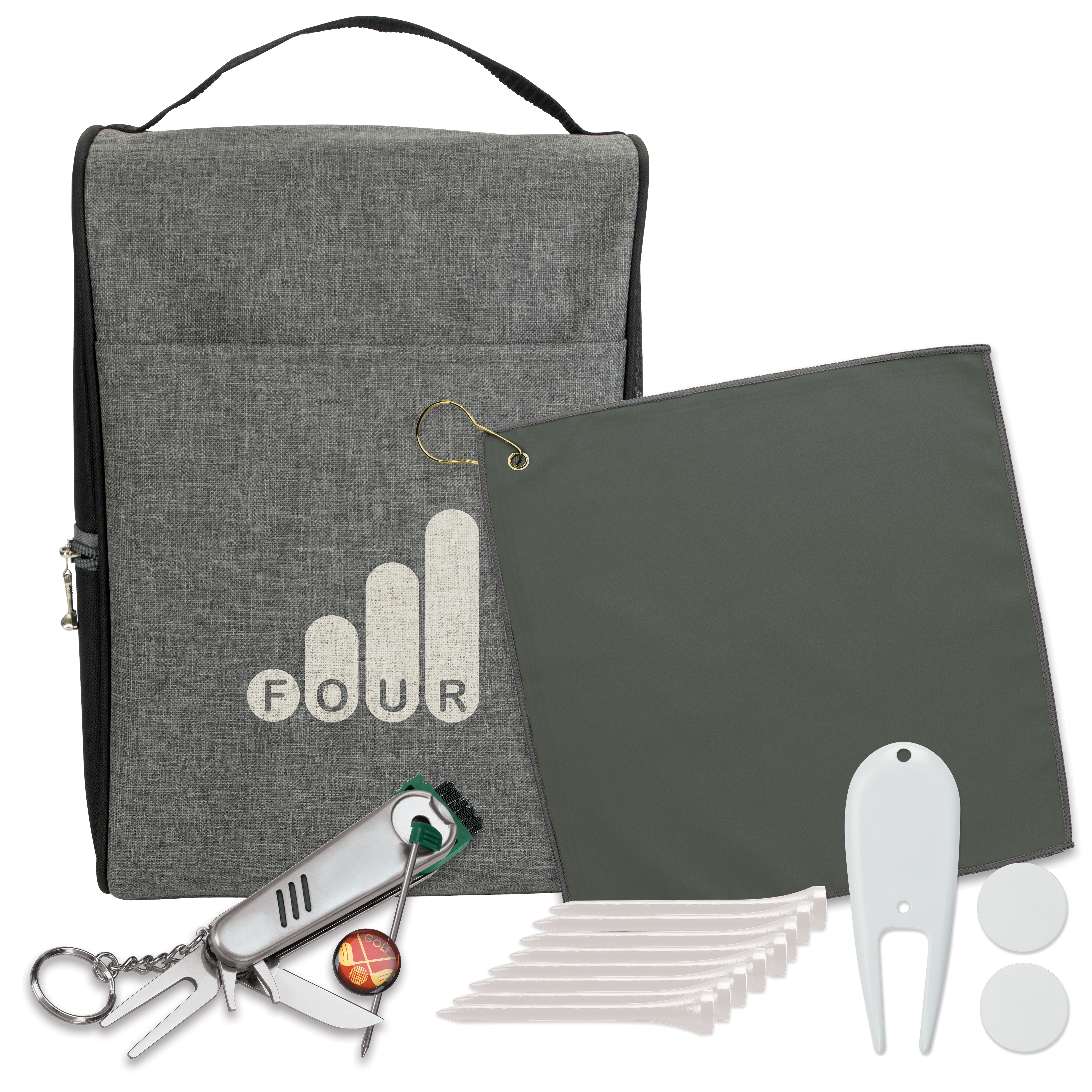 Heathered Shoe Bag Golf Kit 4