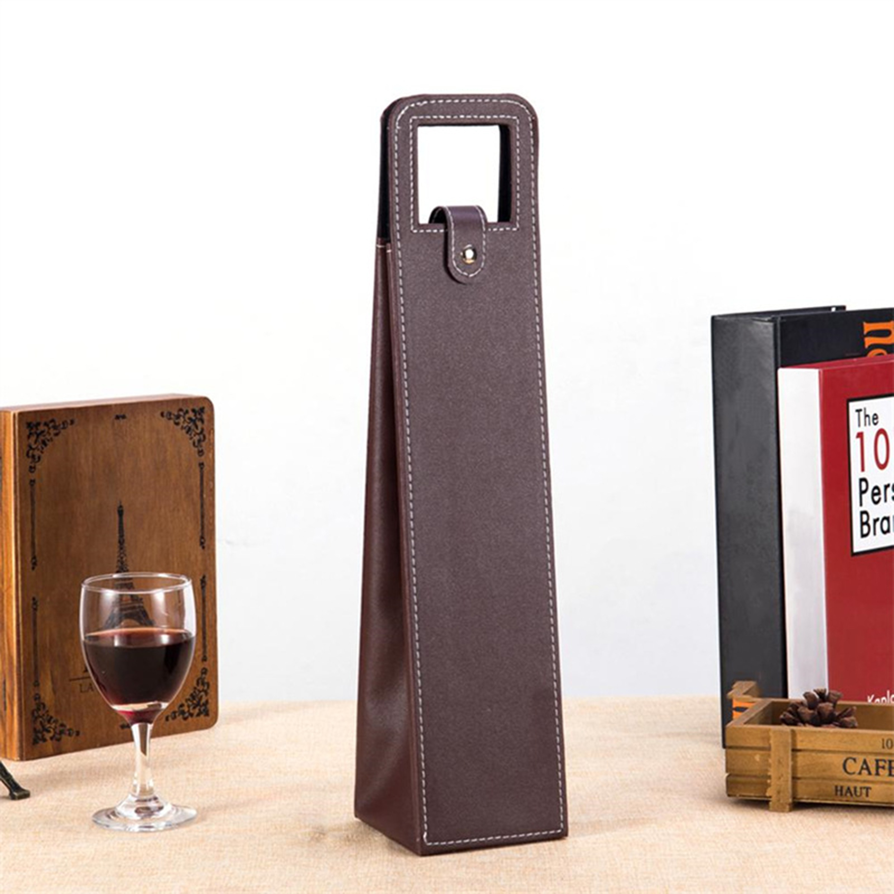 Leather Wine Bottle Tote Bag, custom tote bag with logo imprint 3