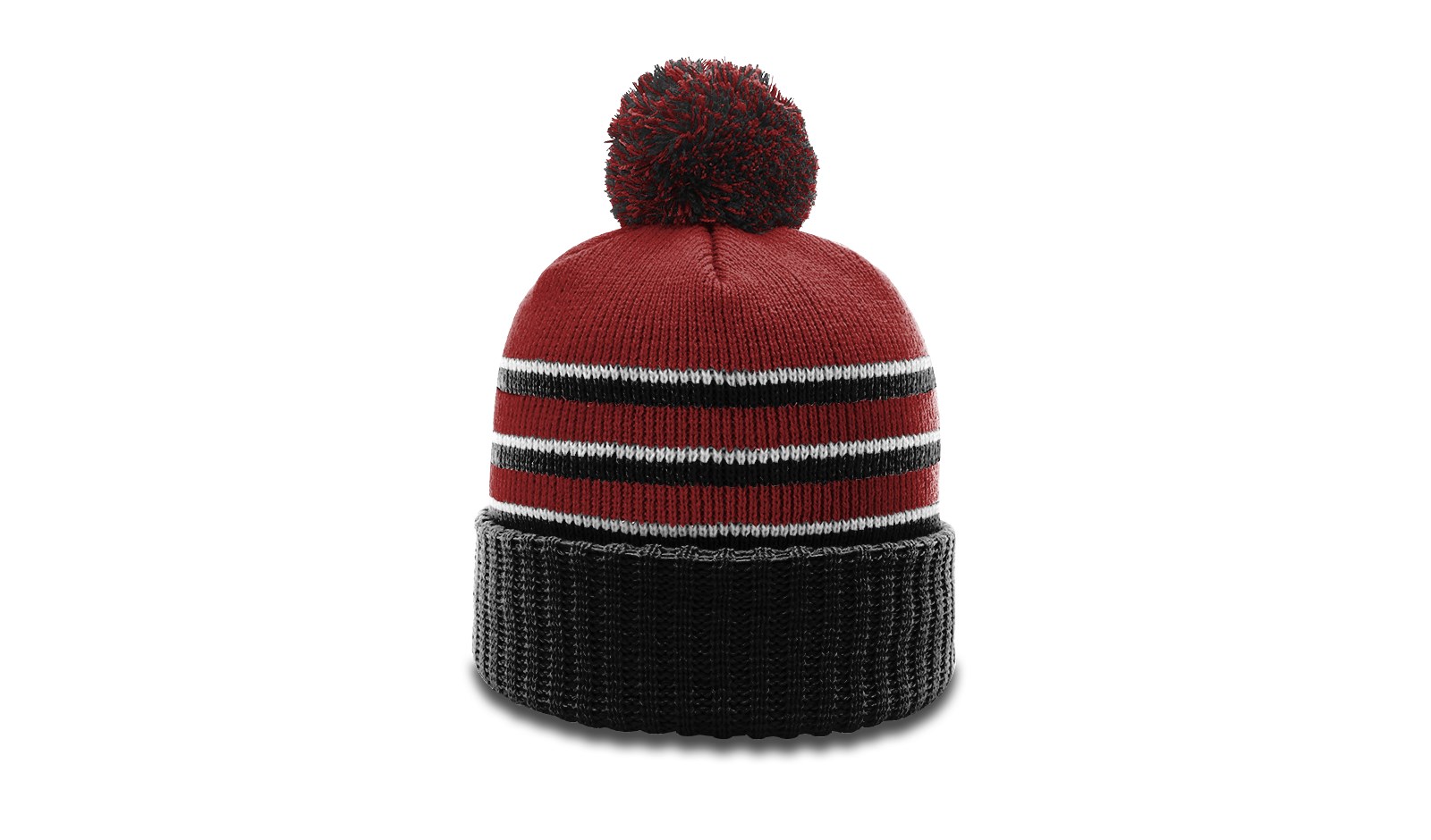  Striped Beanie with Cuff & Pom 3