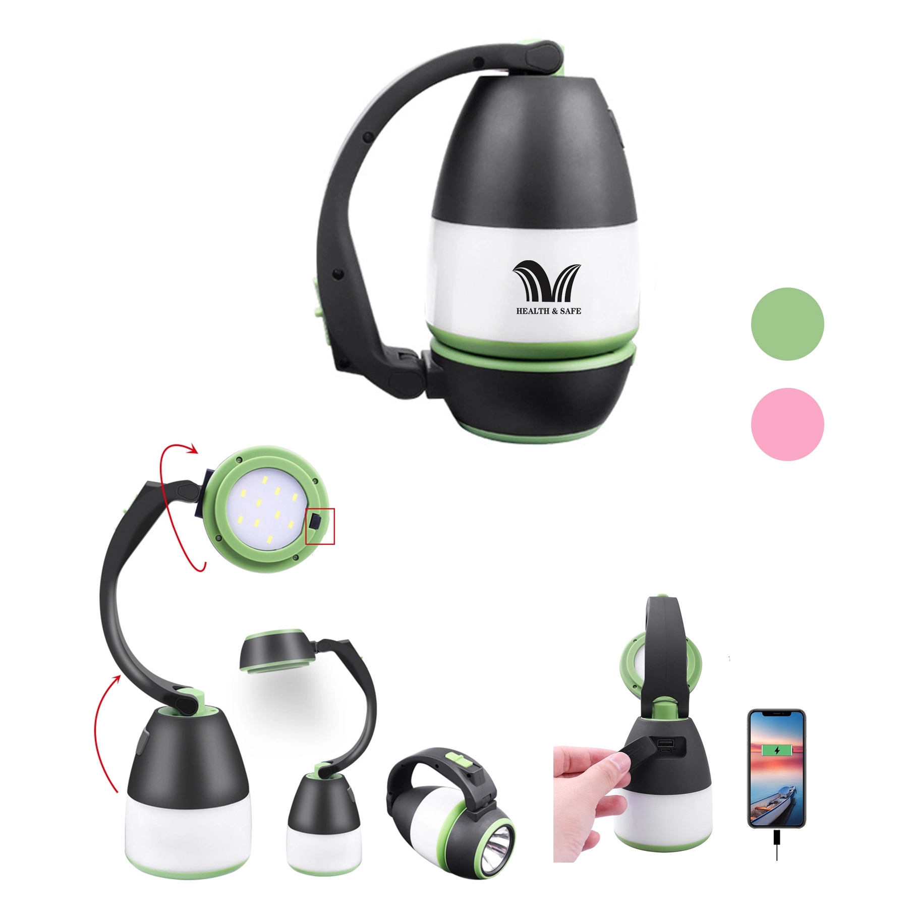 USB Tent Lamp Portable LED Camping Lantern Light Flashlights 5