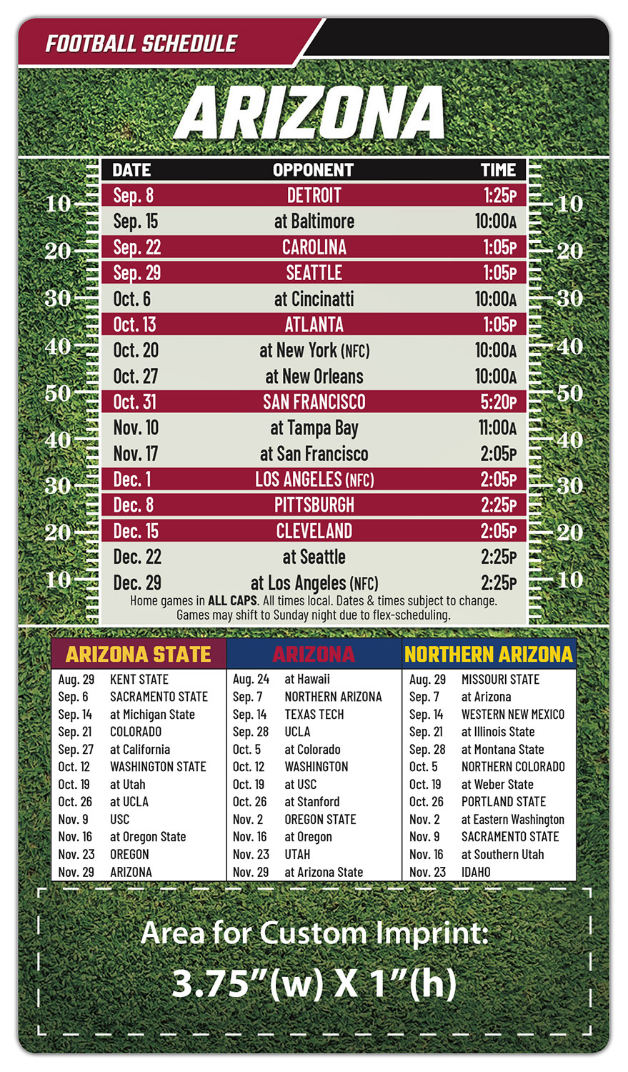 Magnet Football Sport Schedules - 4x7 Round Corners 1
