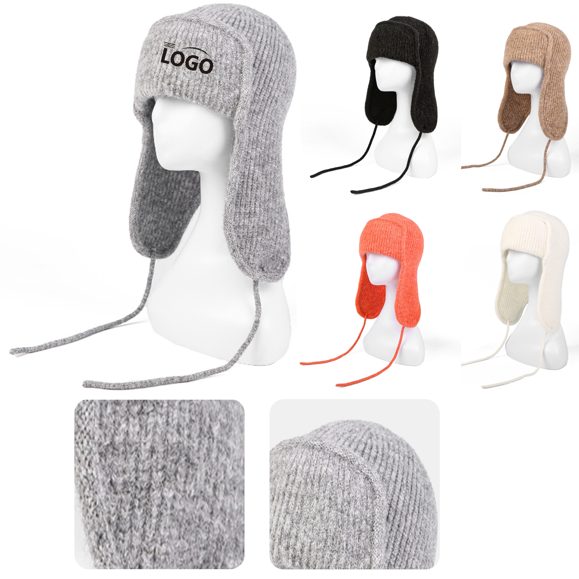 MOQ 50 PCS Warm Winter Women's Earmuffs Knitted Hat 7