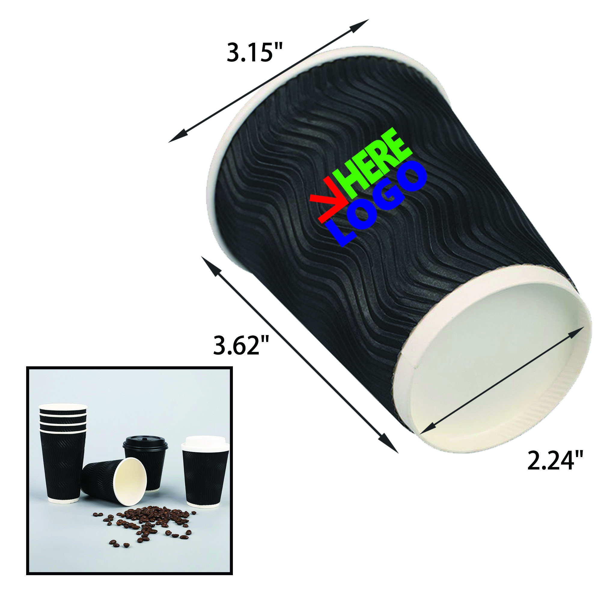 Full Color 8 OZ Disposable Corrugated Paper Cup 5