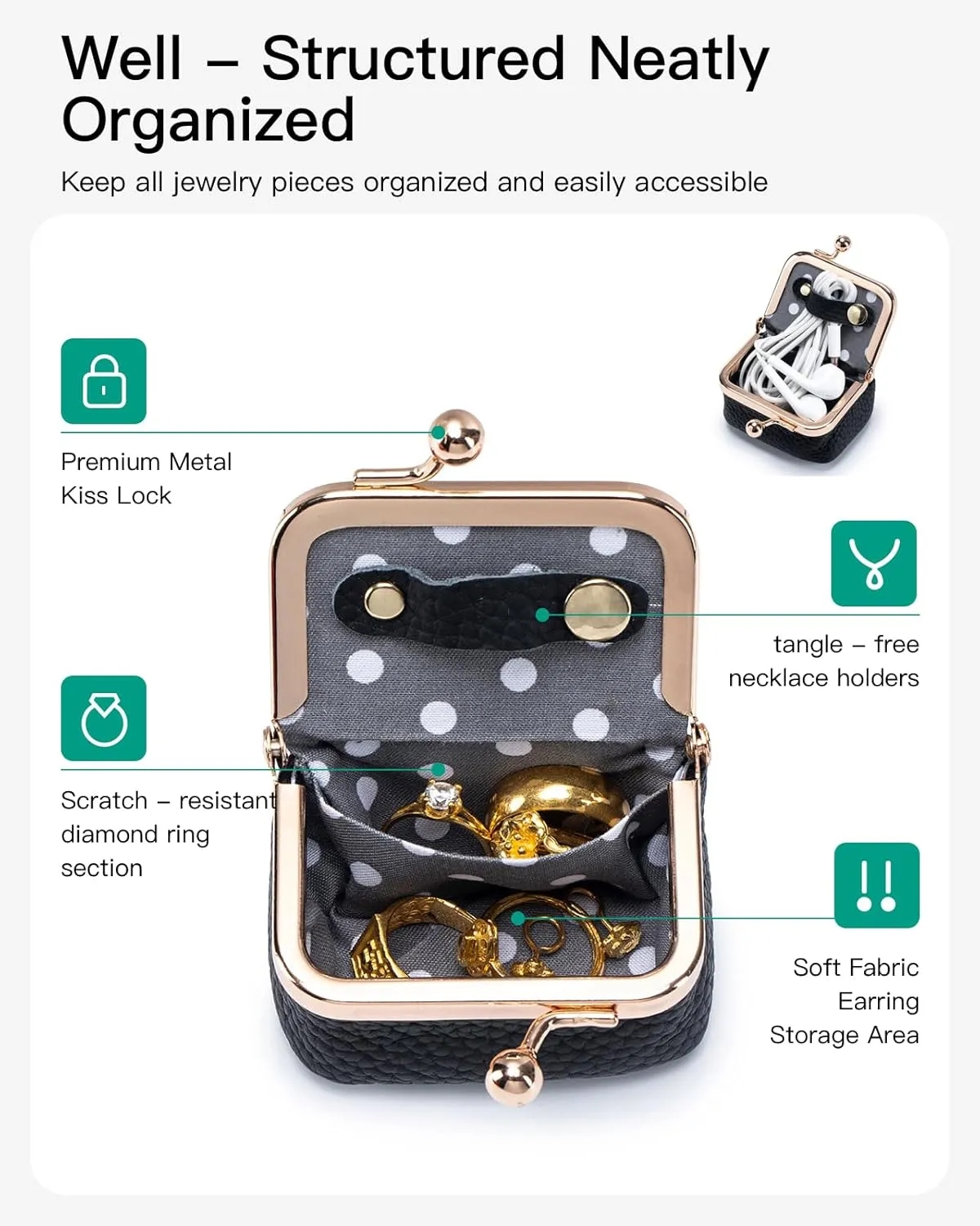 PU Leather Mini Travel Jewelry Organizer 3