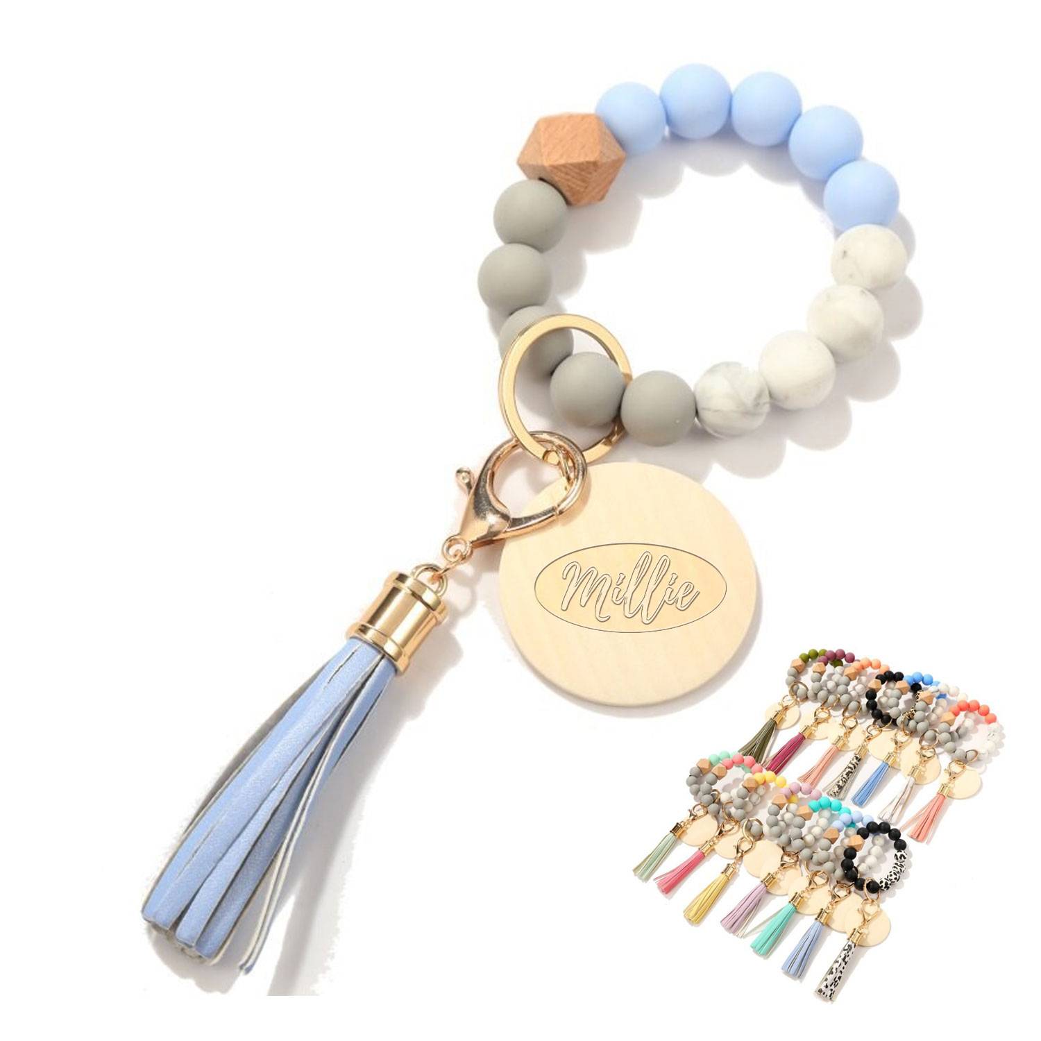 Silicone bead wood brand wooden Beaded bracelet tassel 9