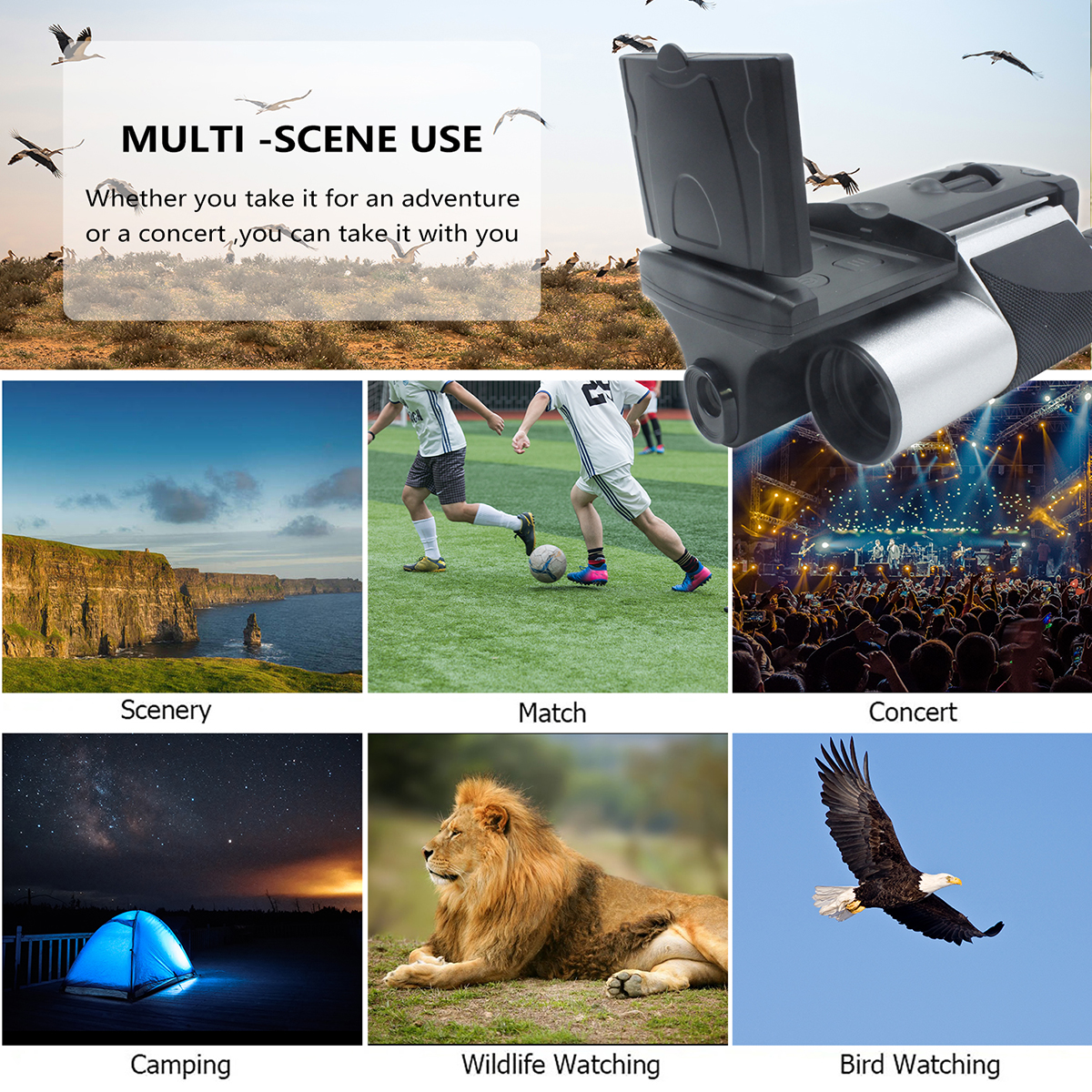 Digital Binoculars with Telescope Camera, LCD Display and 2.5K Camcorder 4