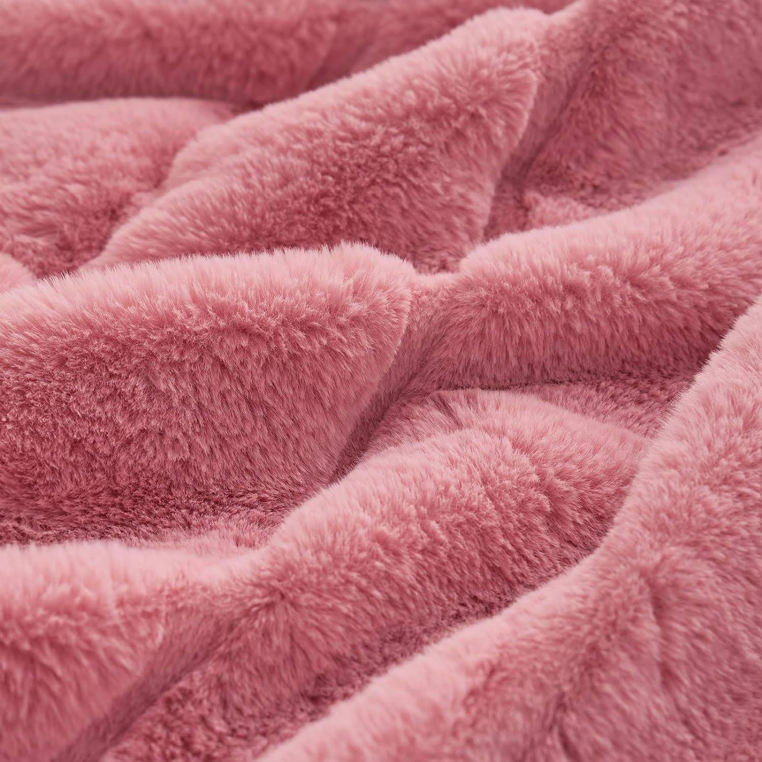 Luxurious and soft imitation rabbit fur striped blanket 2
