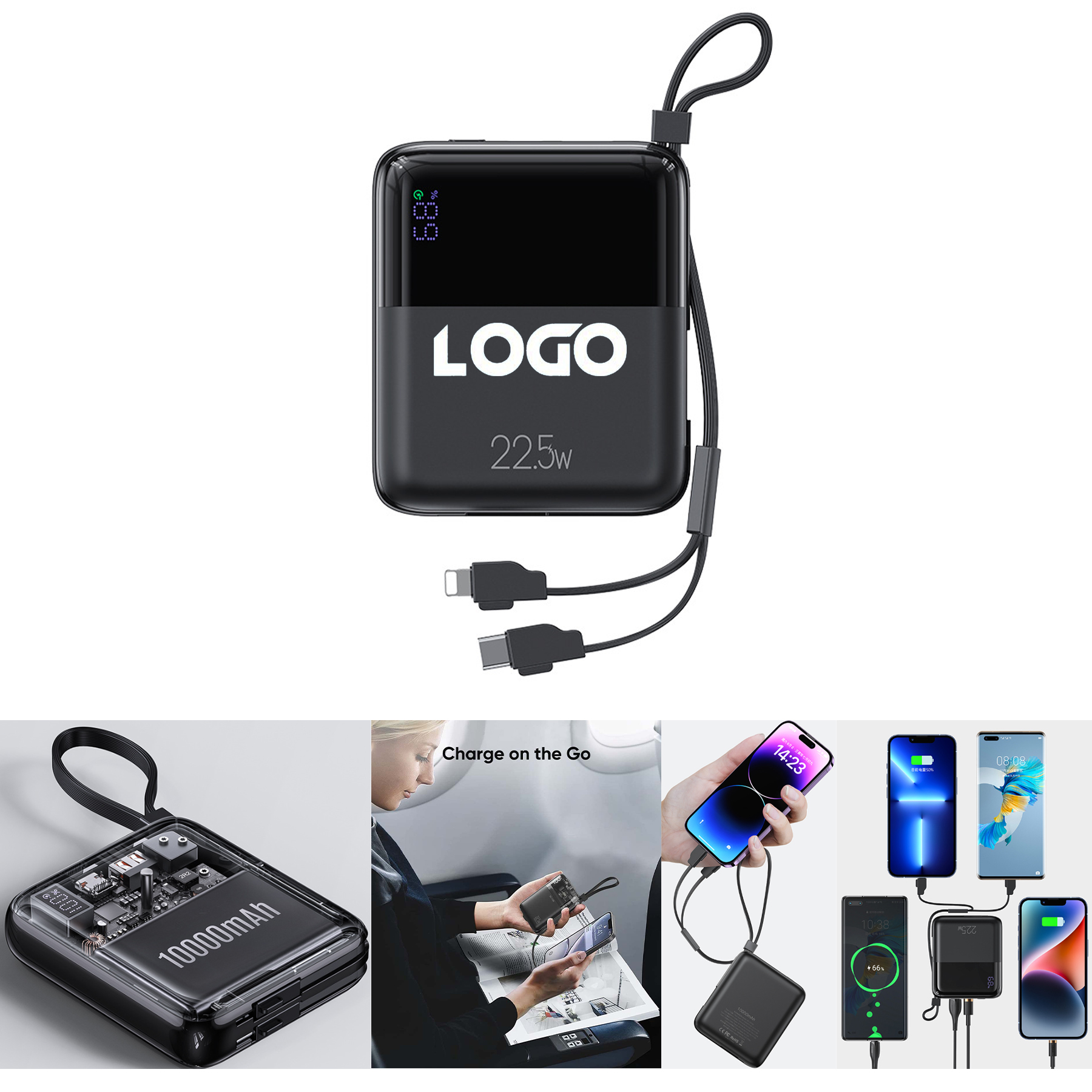 22.5w 10000mAh Portable Charger with Built-in Cable 2