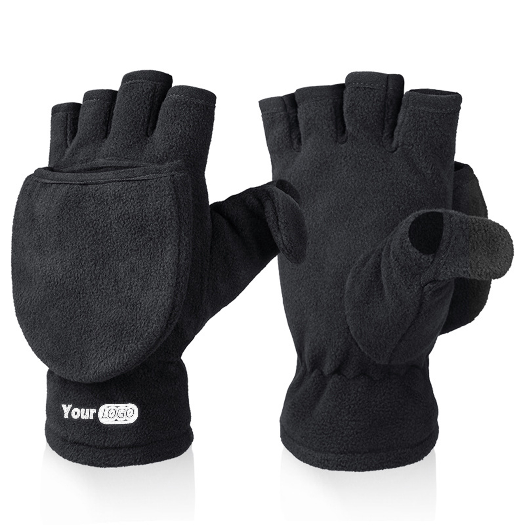 Winter Convertible Flip Top Warm Polar Fleece Gloves 2