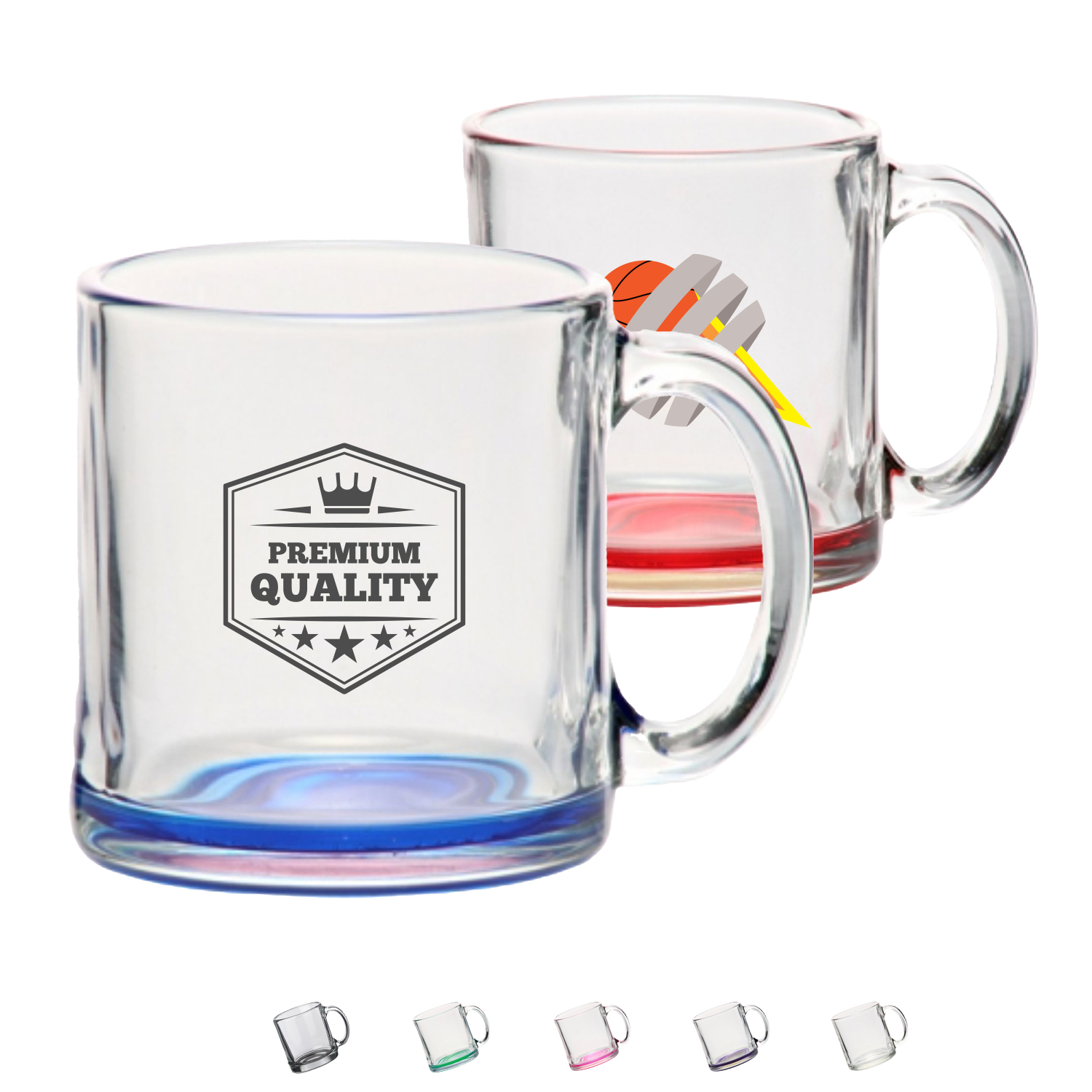 13 oz. Clear Glass Coffee Mugs w/ Custom Imprint Tea Cups 2