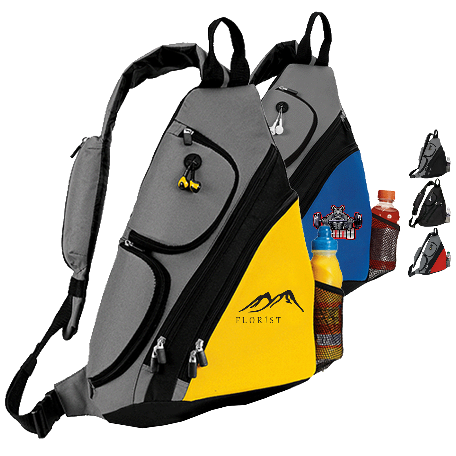 Premium Sporty Urban Sling Crossbody Backpack w/ Earphone Outlet (14”W x 18”H x 5”D) 3