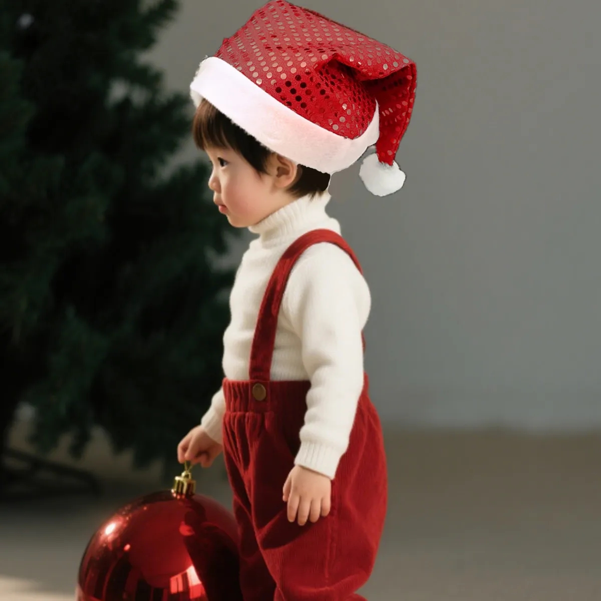 Sequin Christmas Santa Hat With Pom And Custom Logo Band 5