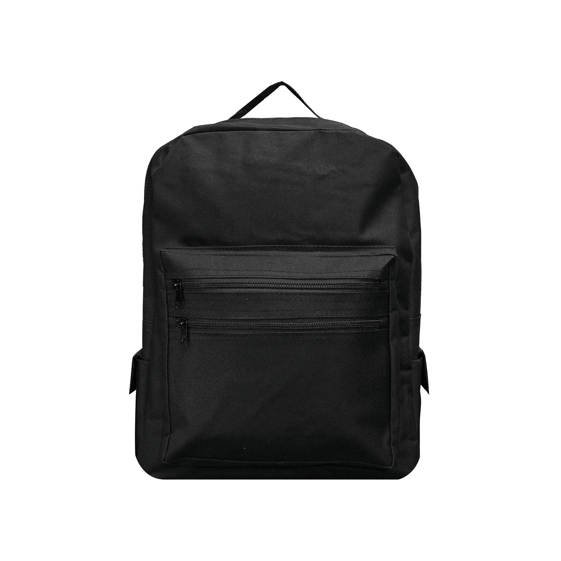 Backpack with large front compartment & 2 side pockets. 11