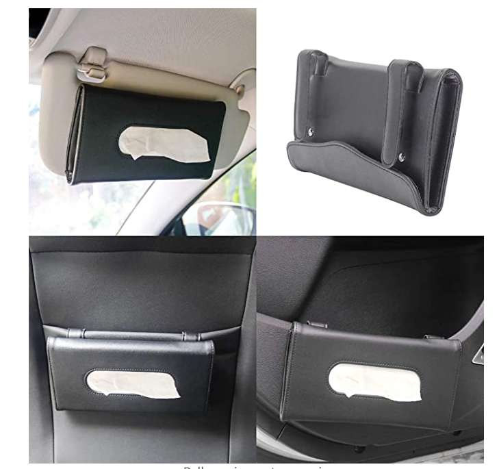 PU Leather Car Visor Tissue Mask Holder 2
