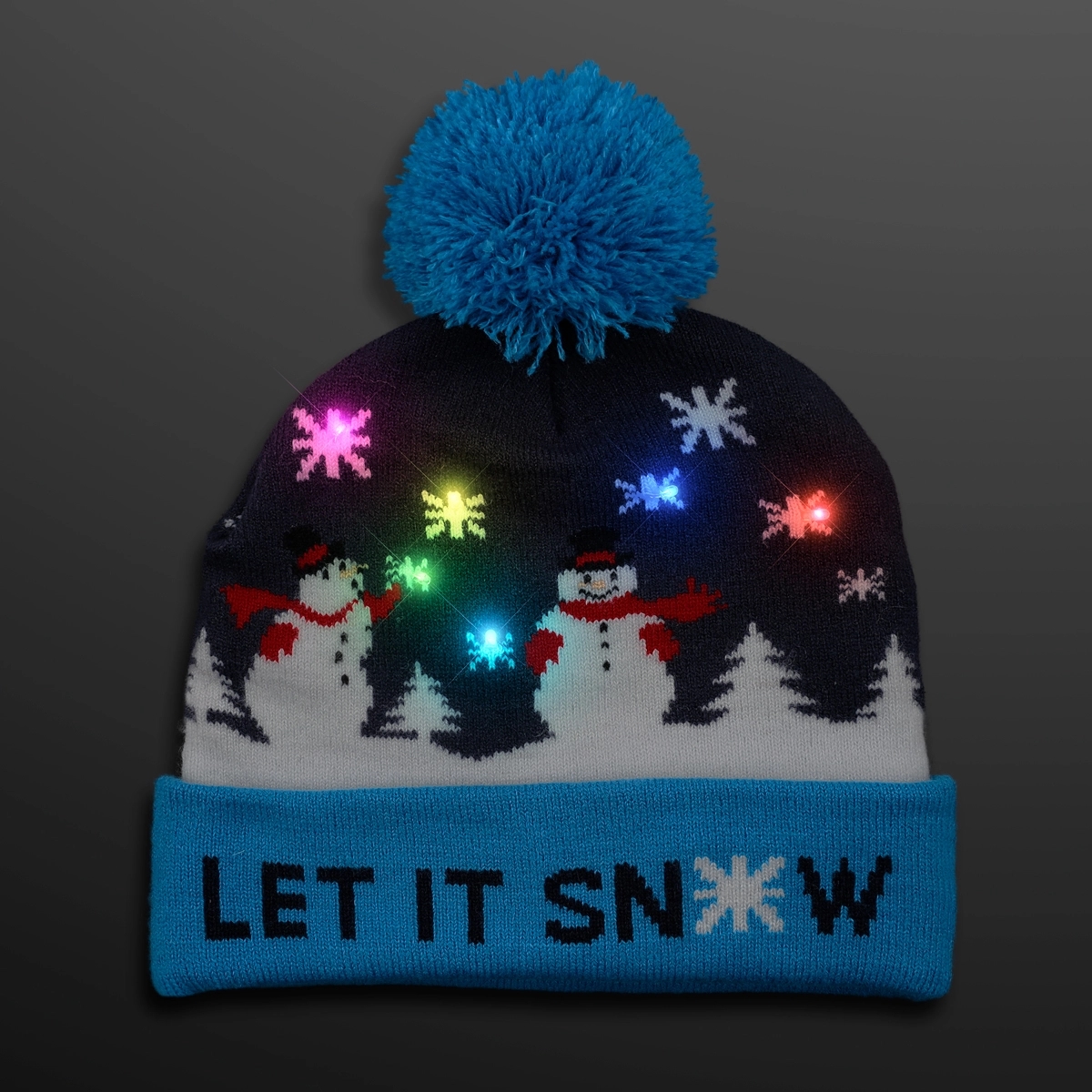 LED Winter Beanie, Blinky Snowman Hats 1