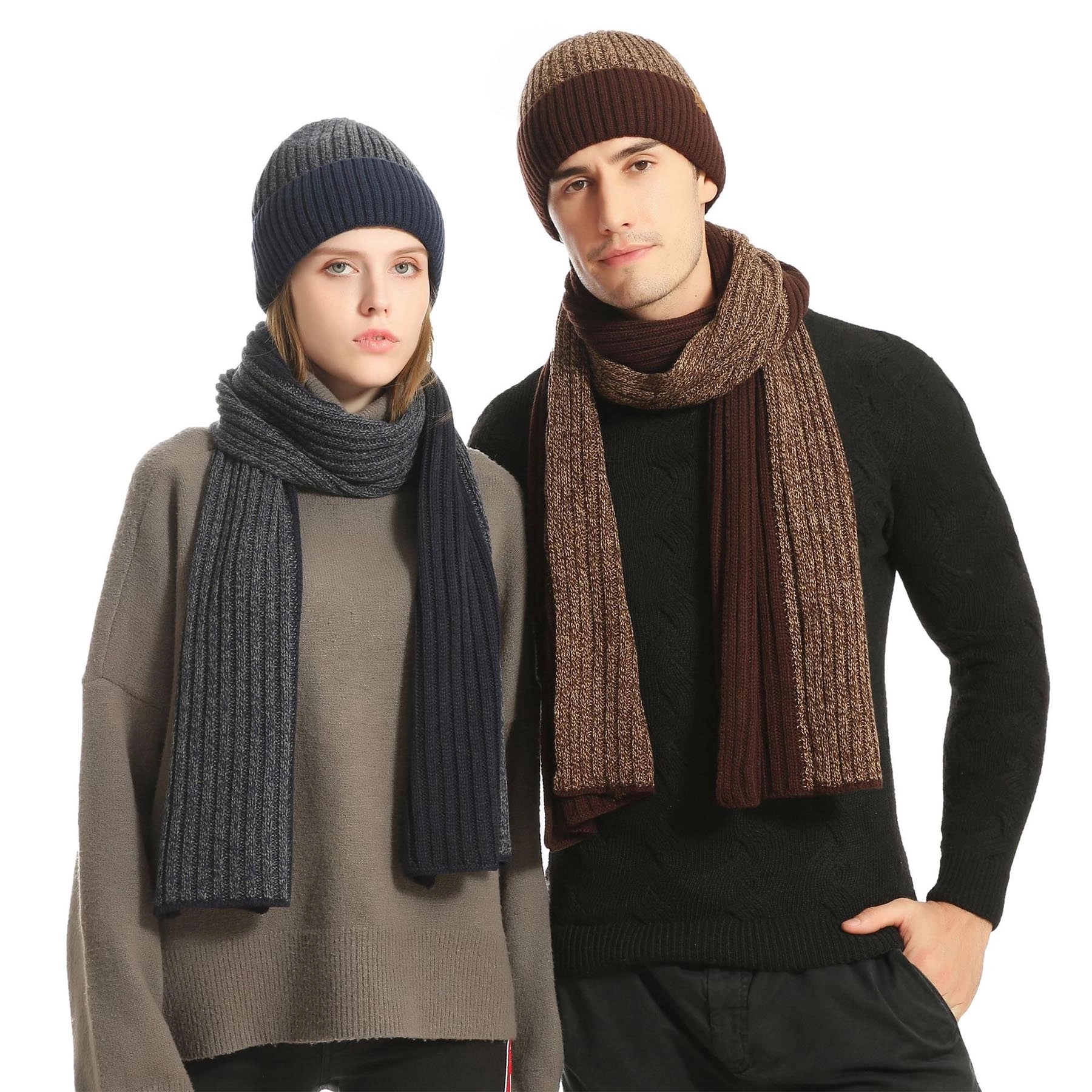 Winter Beanie Hat Scarf Gloves Set 6
