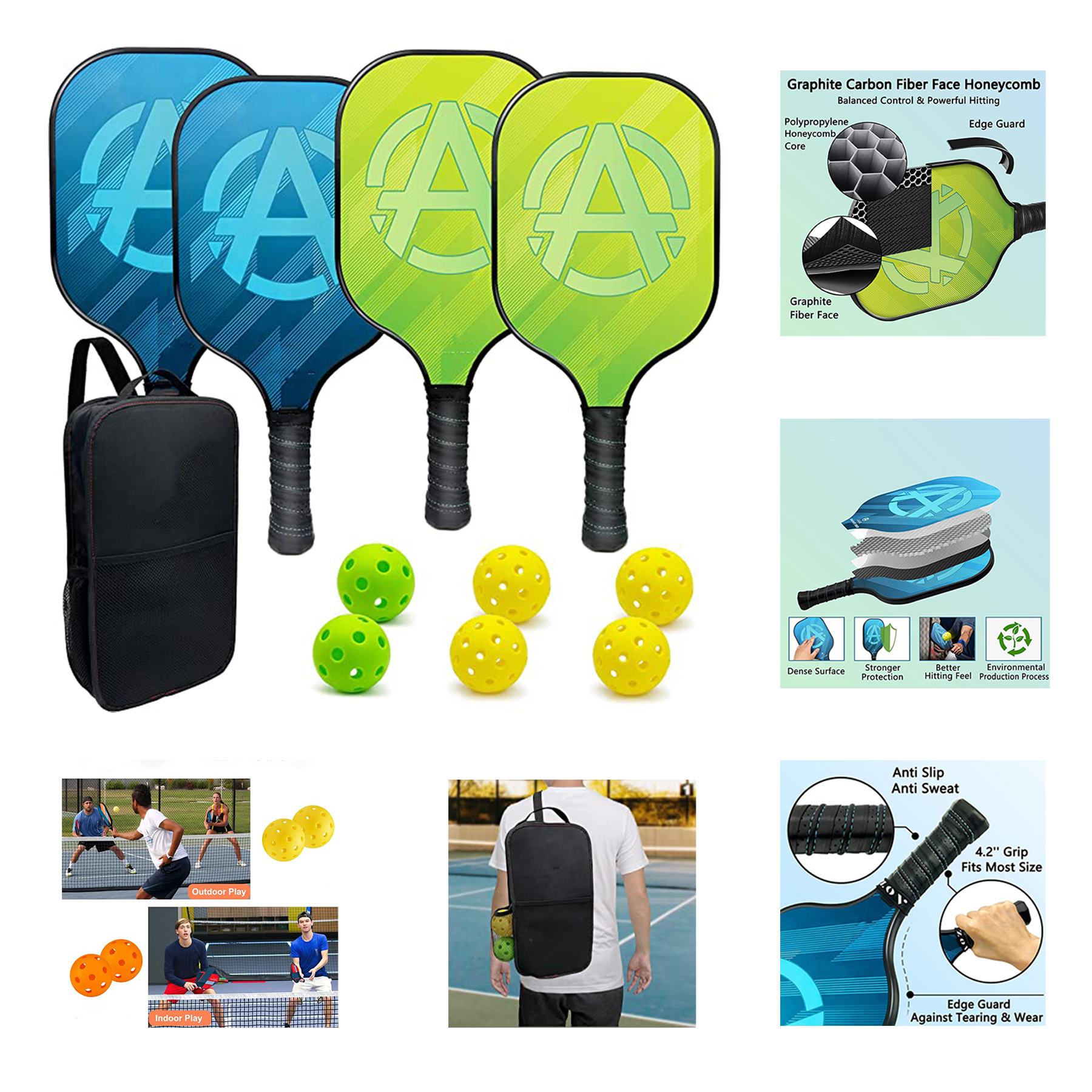 4 Piece Set of Pickleball Rackets 2