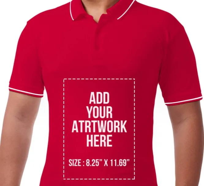 Men's Red Polo Shirt - Printed 5