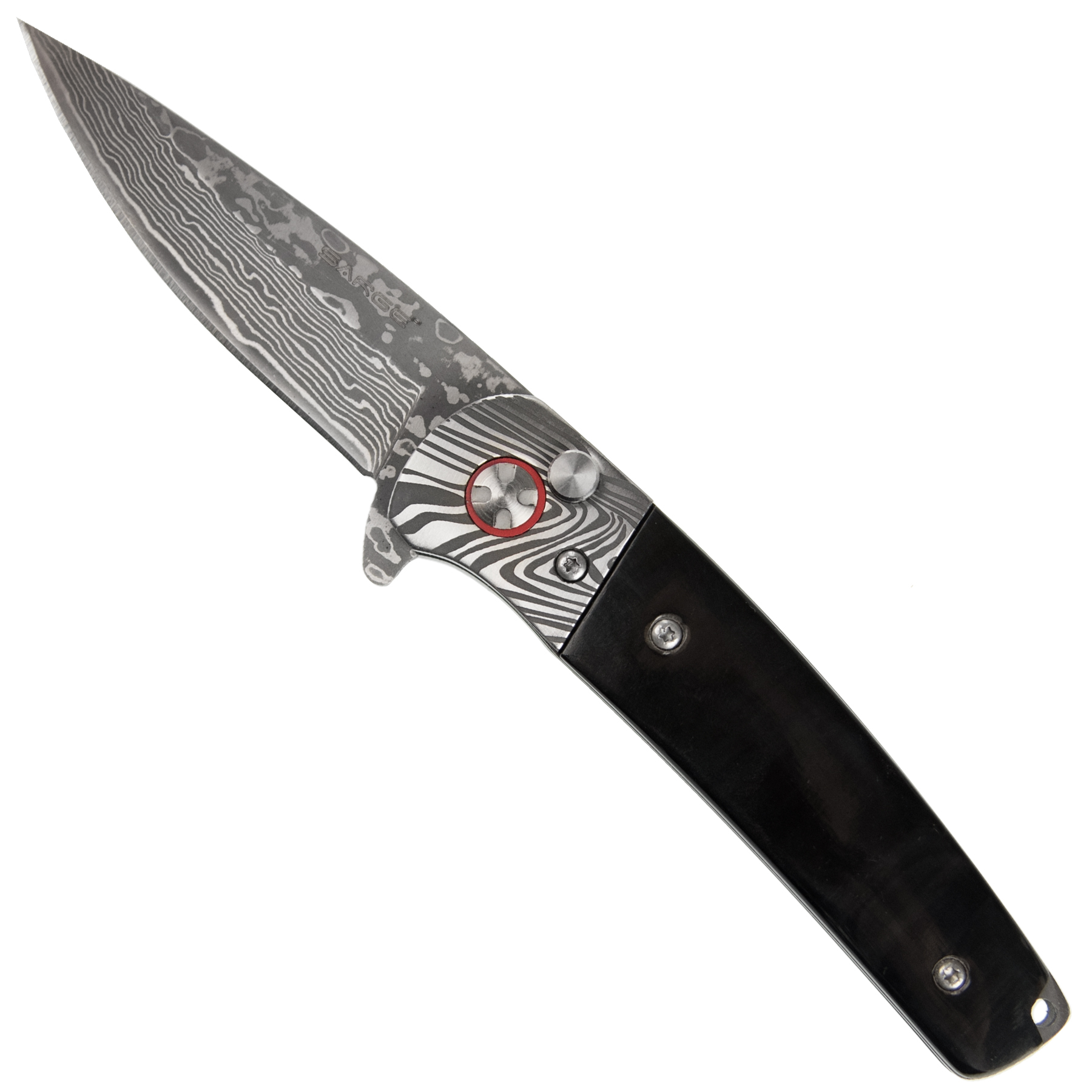 Falcon - Damascus & Buffalo Horn Pocket Knife 3
